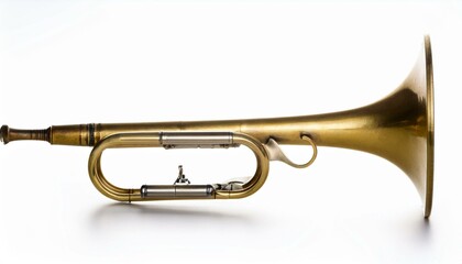 Obraz premium Antique brass trumpet, isolated on white background.