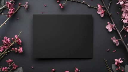 Romantic letter mockup flower wedding blank paper template, AI generated image