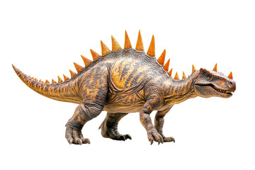 Detailed depiction of a stegosaurus in a realistic pose showcasing its anatomy and features isolated on transparent background