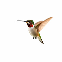 Obraz premium Selective focus shot of a hummingbird in flight isolated on the white background