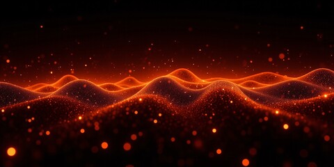 Glowing Ember Waves Dance in the Dark, a mesmerizing display of fiery particles creating an ethereal, almost otherworldly landscape.