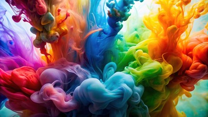 Fototapeta premium Colorful ink swirling in water creating abstract patterns, ink, colorful, liquid, water, abstract, vibrant, art, design, background