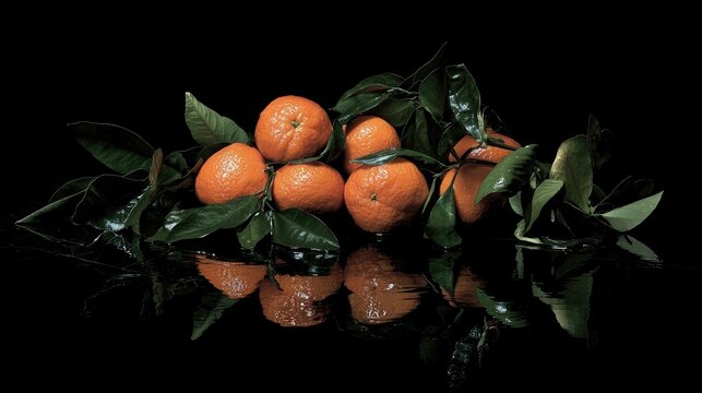 Citrus Fruits Reflecting on Still Water