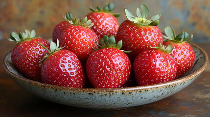 Fresh red strawberries in a bowl, highlighting their vibrant color and fresh texture.