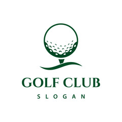 Golf Ball Design, Tee with Simple Wave Symbol. For Golf Clubs Sports Logo