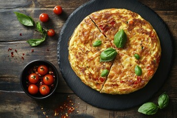 Delicious Spanish Tortilla Recipe with Tomatoes and Basil