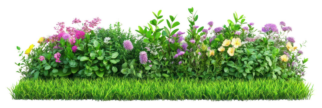 Fototapeta PNG Various spring flower bushes outdoors colorful garden.