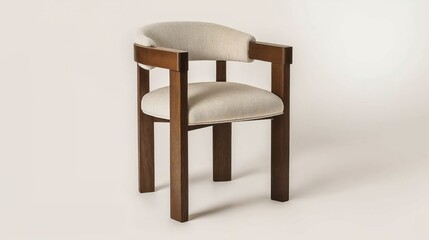 Dining chair with armrests and cushion on a white background