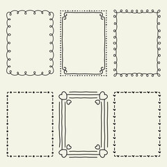 Hand-drawn doodle frame collection with whimsical and playful border designs for creative projects, invitations, and crafts