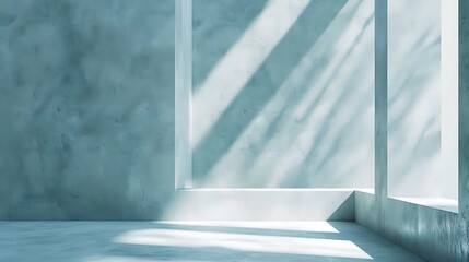 Obraz premium Abstract empty room with shadow on blue wall and sunlight from window