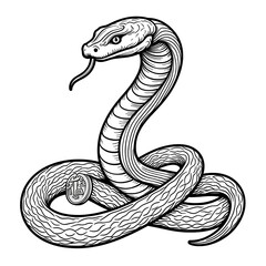 Fototapeta premium Cobra Snake Tattoo Design Black Ink Illustration