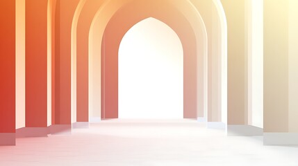 Fototapeta premium Abstract Architectural Corridor with Arched Passages and Light