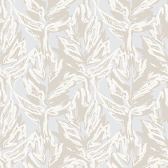 Neutral Colour Tropical Leaf Seamless Pattern Design