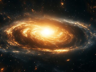 Glowing spiral galaxy in deep space.