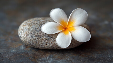 Zen spa stones and a delicate white flower arranged on a serene background in bright minimalistic tones symbolizing balance peace harmony and relaxation with ample copy space for design use

