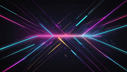 Futuristic digital abstract, glowing neon lines crisscrossing a dark background, sci-fi aesthetic.
