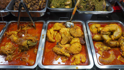 A typical food from Minangkabau, West Sumatra, Indonesia, looks full of spices