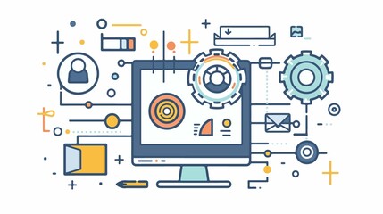 Professional Customer Support Instruction Icon in Flat Vector Illustration