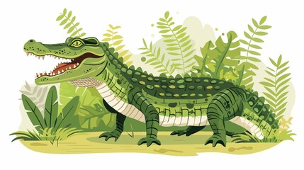 Obraz premium Predatory Reptile Crocodile Flat Vector Illustration