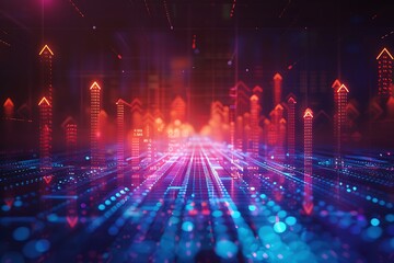 Fototapeta premium Abstract technology background with glowing digital arrow chart