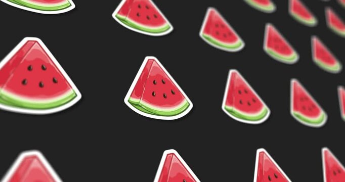 Animated pattern design of watermelon slices on light and dark background