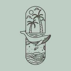 Monoline whale sea vintage outdoor badge design