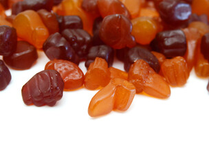 Colorful Jelly fruits isolated on white background