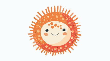 Cute Sea Urchin Vector Illustration Cartoon Style