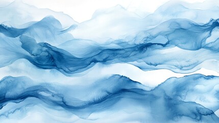 Serene Blue Abstract Waves in Fluid Artistic Style