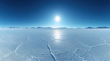 Vast, icy desert expanse under a bright sun