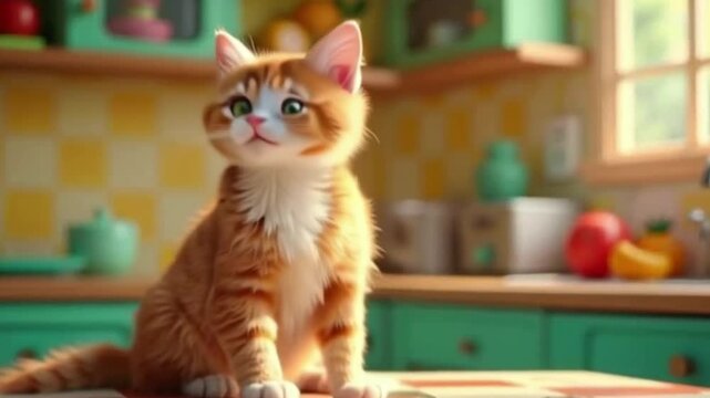Playful orange and white cat on the couch cute kitten sleeping in a blanket little cute red kitten playing surprised kitten and kittens playing in the kitchen which is very cute