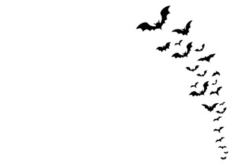 black bats silhouette on transparent background