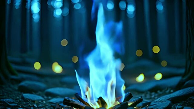 blue fire burning ice flower background