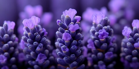 Close-up of vibrant purple lavender flowers.