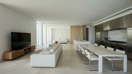 Fototapeta premium modern living room with kitchen