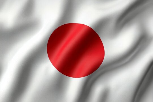 Japanese national flag waving in the wind - red circle on white background