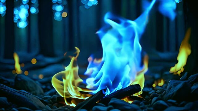 blue fire burning ice flower background