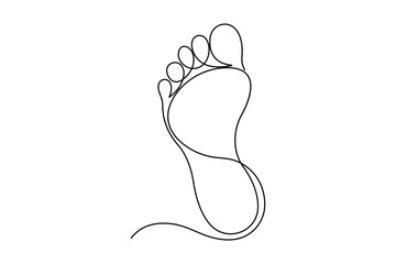 Continuous one line art drawing of human footprint design