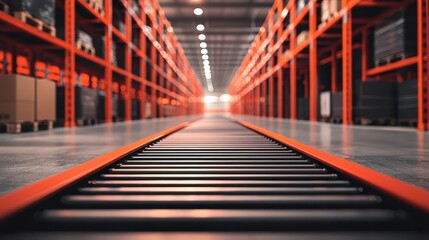 Fototapeta premium Automated inventory scanner updating cargo data, efficient tracking, cuttingedge warehouse technology