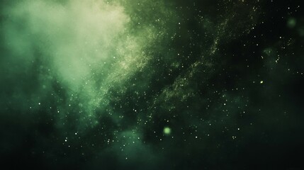 Naklejka premium Abstract Green Nebula Cosmic Dust Background