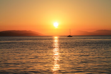 Sailboat at sunset 