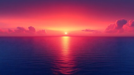 Fototapeta premium Vibrant Sunset Over Calm Ocean Water