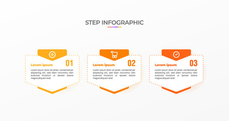 Infographic template. 3 Step timeline journey, Flat simple infographics design template. Presentation graph. Business concept with icon 3 options or steps. Background vector illustration.
