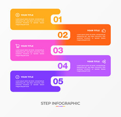 Infographic template. 4 Step timeline journey, Flat simple infographics design template. Presentation graph. Business concept with icon 4 options or steps. Background vector illustration.