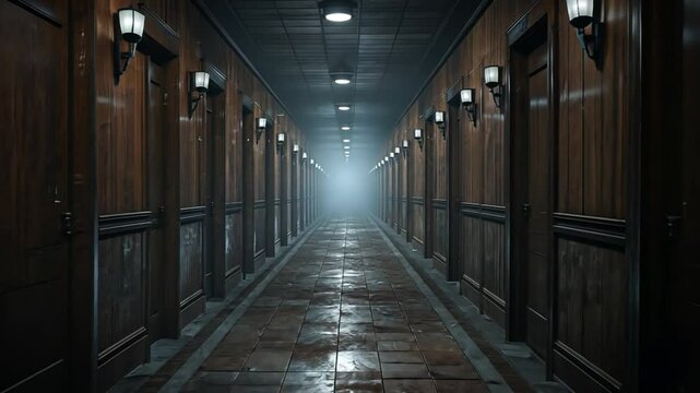 Dark Foggy Hallway Spooky 3D Render Horror Game Background
