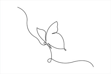 Continuous one line art drawing of butterfly design

