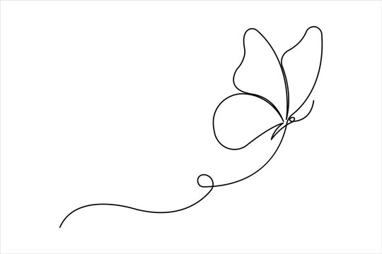 Continuous one line art drawing of butterfly design

