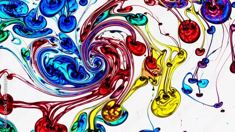 Poster vibrant abstract painting with swirling colorful patterns, artistic expression and creativity concep
