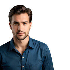 Obraz premium Professional Male Businessman Portrait in Blue Shirt - Executive Headshot for Corporate Website, Business Profile or Dating App