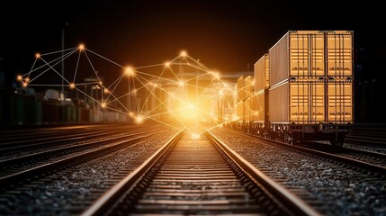 Naklejka premium Smart logistics dashboard showing energyefficient cargo tracking, sustainable freight systems, advanced management